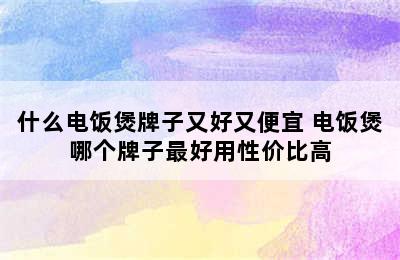 什么电饭煲牌子又好又便宜 电饭煲哪个牌子最好用性价比高